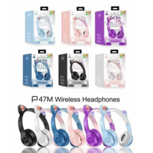 Cute Cat Ear Wireless Bluetooth Headphones P47 – HIFI Stereo, TF Card MP3 Player & Microphone