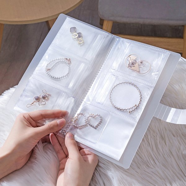 Portable Jewelry Organizer Book – Transparent Storage Album for Earrings, Rings, Bracelets & Necklaces