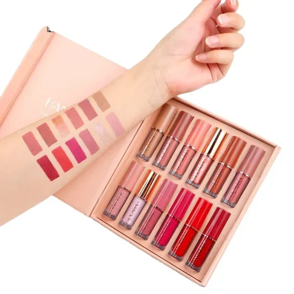12 Color Matte Liquid Lipstick Set – Long-Lasting & Smudge Proof
