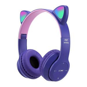 Cute Cat Ear Wireless Bluetooth Headphones P47 – HIFI Stereo, TF Card MP3 Player & Microphone