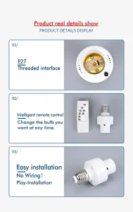 Smart Remote Controlled E27 Lamp Socket – Timing Enabled Base for Various Lighting