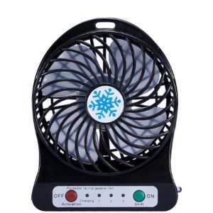 Portable Handheld Mini Rechargeable Fan – 3-Speed, USB Rechargeable, with LED Light