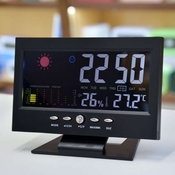 Large-Screen Weather Clock with Color Display | Temperature & Humidity Monitor, Home Alarm Clock