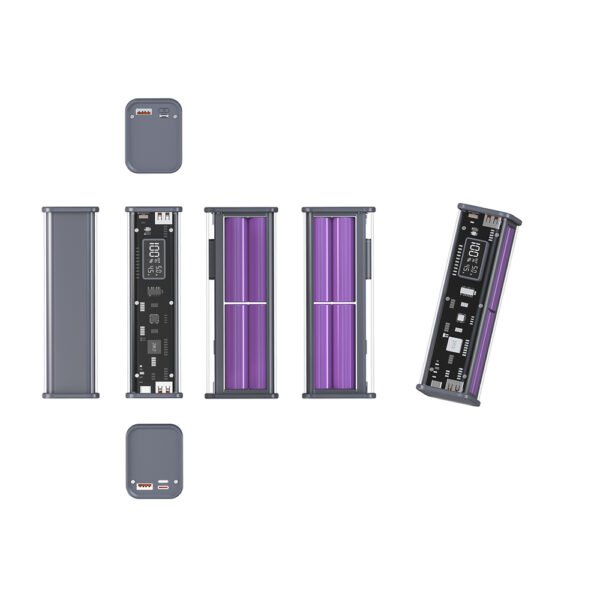 63631fd92d10084b1430adcabe470613 18650 Battery Charger Case DIY Set – 100W PD 22.5W Fast Charging Power Bank Shell with Micro Type-C (Battery Not Included)