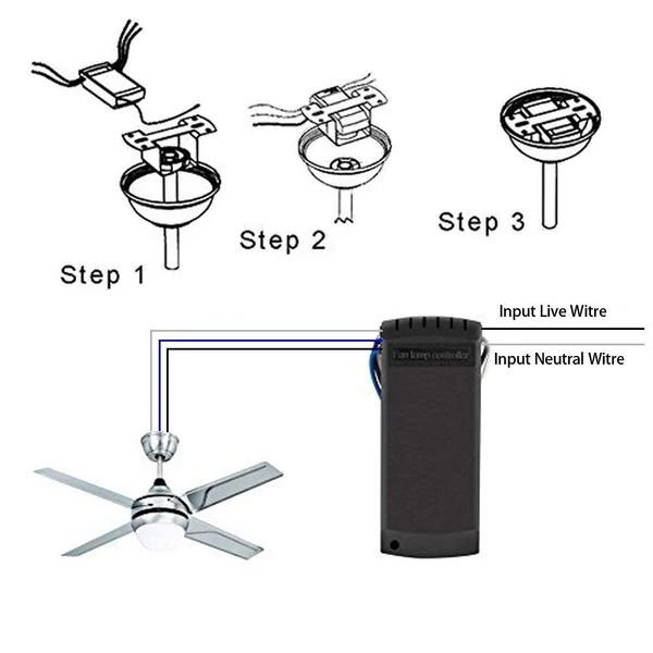 Universal Ceiling Fan Lamp Remote Control Kit | Adjustable Wind Speed Transmitter & Receiver – 1 Set