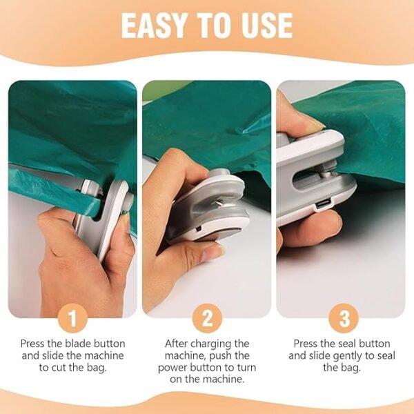 USB Rechargeable 2-in-1 Mini Bag Sealer & Heat Cutter – Keep Snacks Fresh & Secure