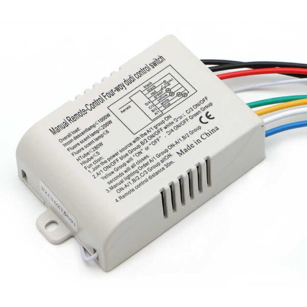 Wireless 4-Channel Remote Control Switch for Lamps – ON/OFF Receiver & Transmitter