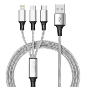 3-in-1 Fast Charging USB Cable – Compatible with Apple, Android & Type-C Devices