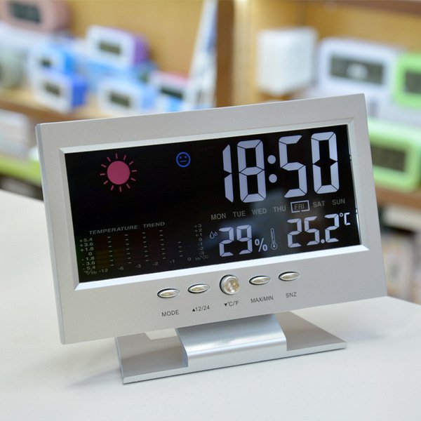 Large-Screen Weather Clock with Color Display | Temperature & Humidity Monitor, Home Alarm Clock