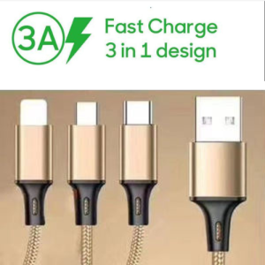 3-in-1 Fast Charging USB Cable – Compatible with Apple, Android & Type-C Devices