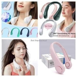 Hanging Neck Cooler Fan – Portable Rechargeable Neck Fan, 3 Wind Speeds, 360° Airflow