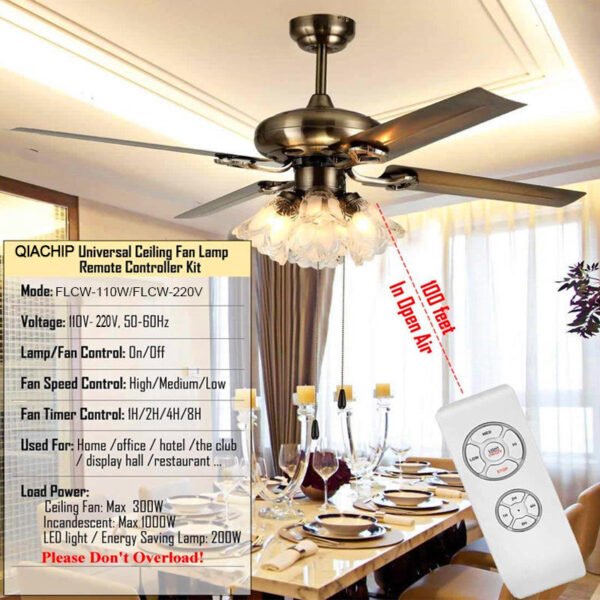 Universal Ceiling Fan Lamp Remote Control Kit | Adjustable Wind Speed Transmitter & Receiver – 1 Set