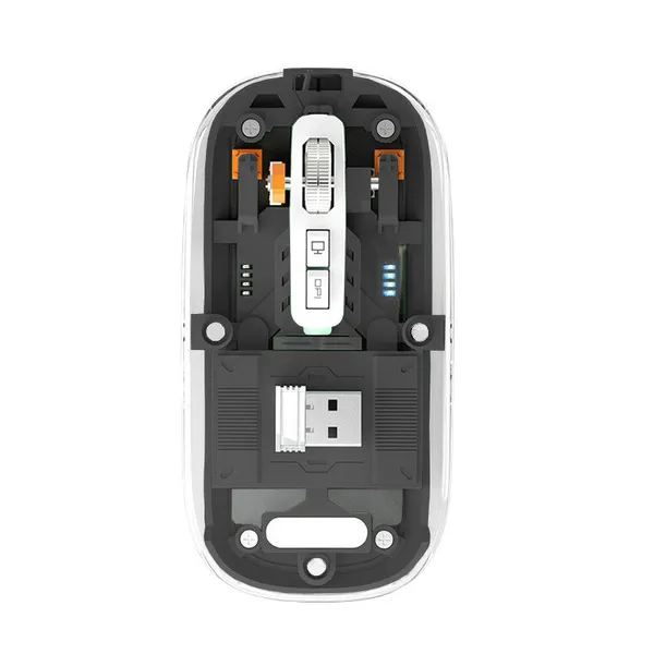 Transparent Magnetic Wireless Mouse M-233 – Dual Bluetooth + 2.4G | Triple Mode | Rechargeable | 1600DPI